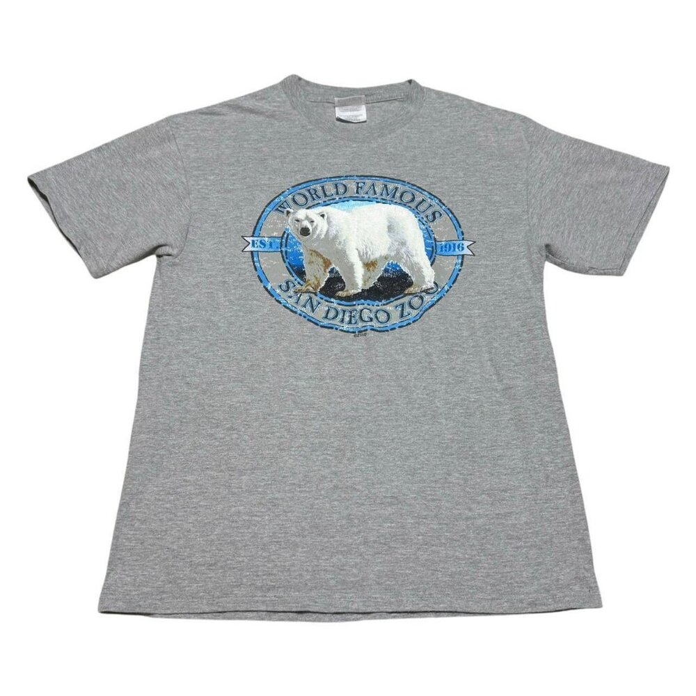 Vintage Hanes San Diego‎ Zoo Polar Bear Gray Shirt Adult Medium